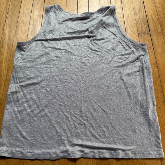Eileen Fisher Size XL Silver Gray Metallic Linen Lightweight Sleeveless Tank Top - Picture 8 of 9